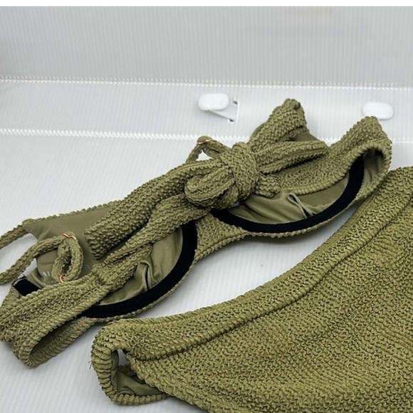 SomerFields Swim Olive Green Knit Bikini Top, Sz XS - Picture 3 of 6